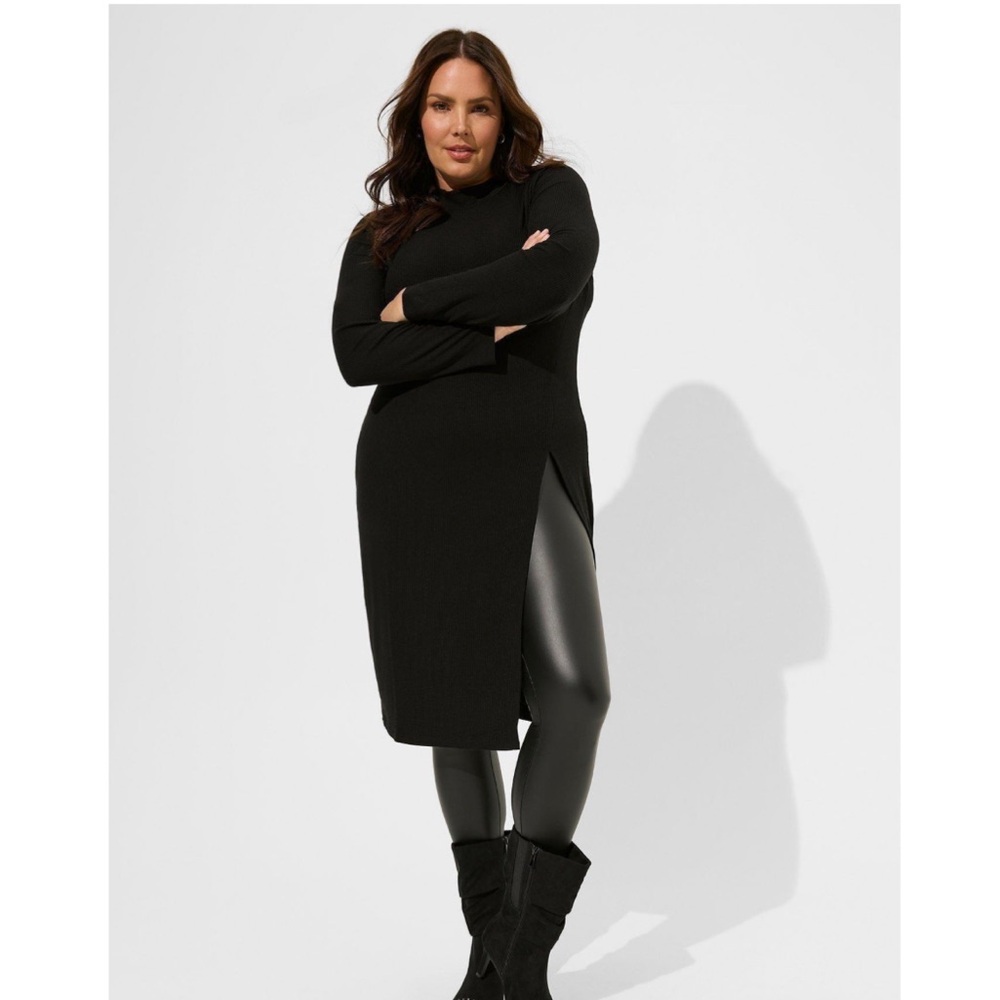 Torrid - Mock Neck Rib Knit Tunic Top with Leg Slit